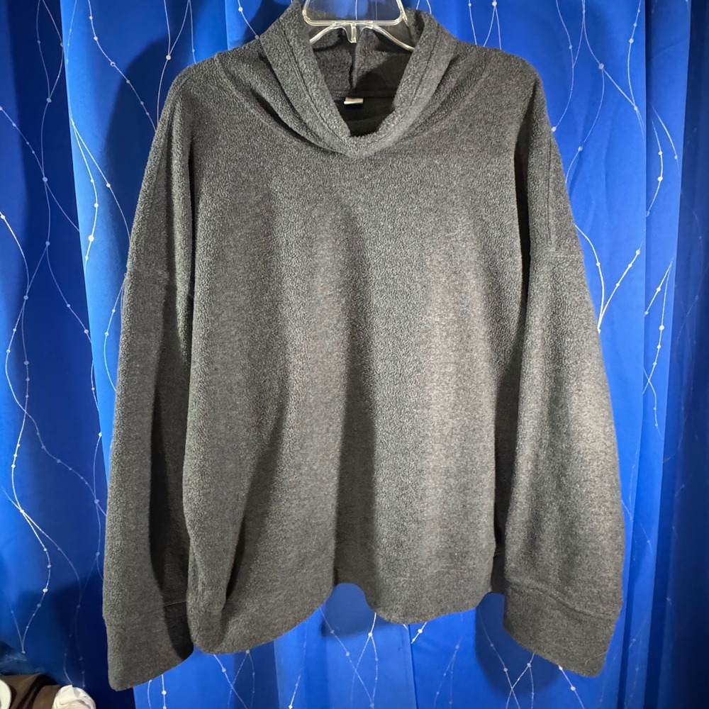 Old Navy Active Charcoal Gray Cozy Fleece Cowl Neck Pullover Sweatshirt XXL